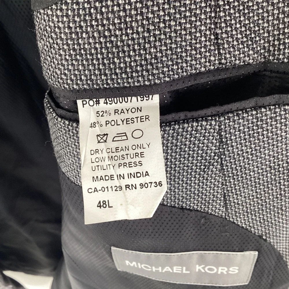 Michael Kors Mens Grey Textured Two Button Blazer Sport Coat 48L Macys Store‎